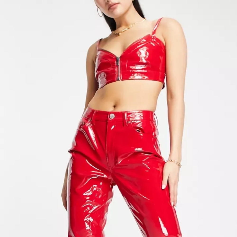 AFRM Zip Bra Patent Crop Top